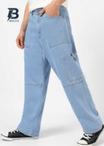 BREXX Baggy Fit Relaxed Cargo Jeans Signature Ice Blue Relaxed-Fit Denim - Image 2