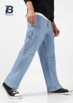 BREXX Baggy Fit Relaxed Cargo Jeans Signature Ice Blue Relaxed-Fit Denim - Image 3