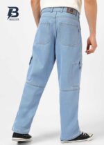 BREXX Baggy Fit Relaxed Cargo Jeans Signature Ice Blue Relaxed-Fit Denim - Image 4