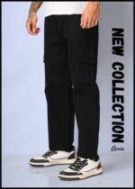 N Club Men’s Black cargo Baggy-Fit Six Pocket Jeans
