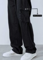 N Club Men’s Black Relaxed Fit Cargo Jeans with Utility Pockets - Image 3