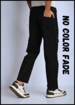 N Club Men’s Black cargo Baggy-Fit Six Pocket Jeans - Image 2