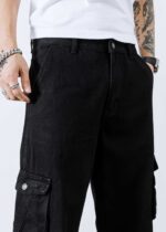 N Club Men’s Black Relaxed Fit Cargo Jeans with Utility Pockets - Image 6