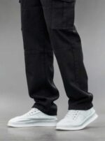 N Club Men's Black Baggy Cargo Jeans Relaxed Fit Streetwear Denim - Image 3