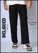 N Club Men’s Black cargo Baggy-Fit Six Pocket Jeans - Image 6