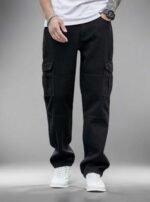 N Club Men's Black Baggy Cargo Jeans Relaxed Fit Streetwear Denim - Image 2