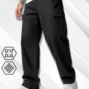 Brexx 'Vanguard' Men's Loose Fit Cargo Jeans in Washed Black