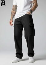 Brexx 'Vanguard' Men's Loose Fit Cargo Jeans in Washed Black - Image 3