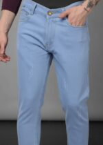 Brexx 'Azure Drift' Slim Tapered Stretch Jeans – Light Blue Distressed Denim - Image 4
