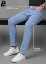 Brexx 'Azure Drift' Slim Tapered Stretch Jeans – Light Blue Distressed Denim - Image 3