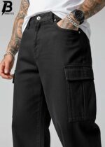 Brexx 'Vanguard' Men's Loose Fit Cargo Jeans in Washed Black - Image 11