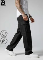 Brexx 'Vanguard' Men's Loose Fit Cargo Jeans in Washed Black - Image 10