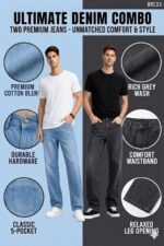 Brexx "Ultimate Comfort" Duo – Premium Relaxed Straight Leg Super-Stretch Jeans (Pack of 2)