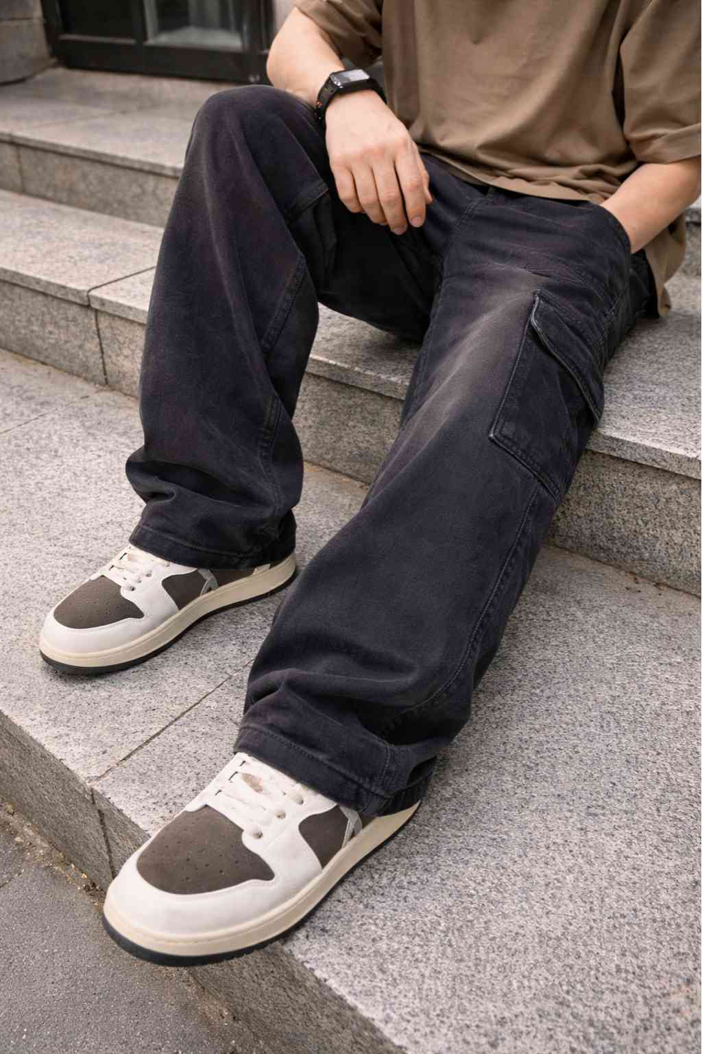 Tactical Pocket Detail Grey Cargos