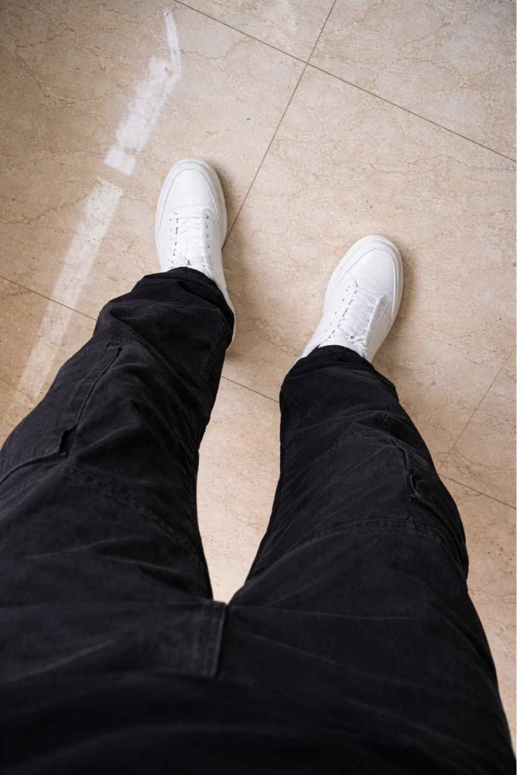 Mens Black Tactical Cargo Pants Detail