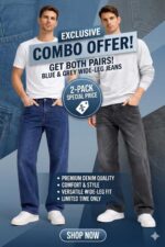 BREXX Essential 2-Pack Wide-Leg Denim Bundle - Relaxed Fit Blue & Vintage Grey Jeans