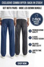 BREXX Essential 2-Pack Wide-Leg Denim Bundle - Relaxed Fit Blue & Vintage Grey Jeans - Image 10