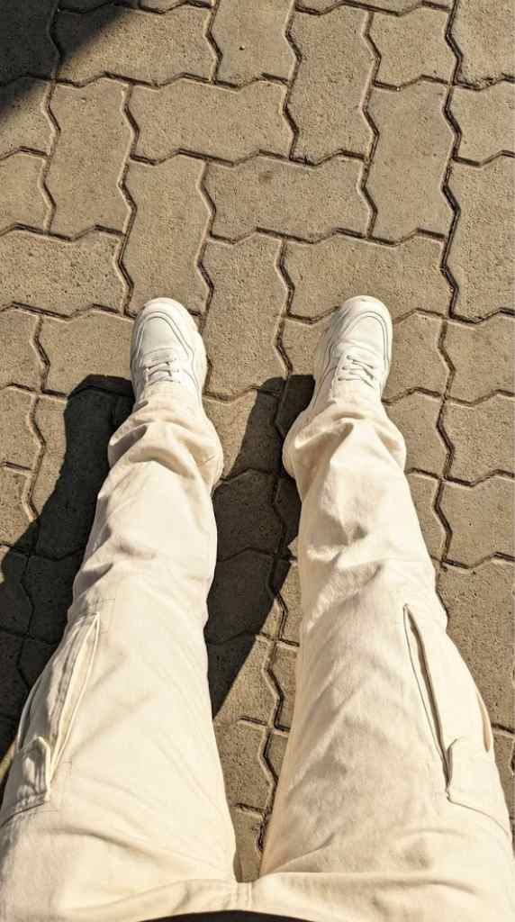 Full length view of Tapered Fit Beige Cargos