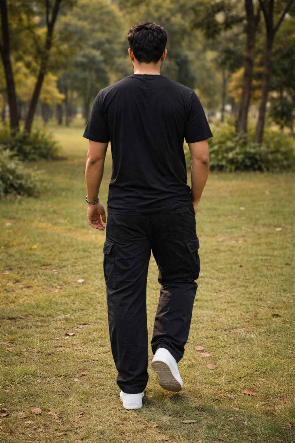 Back View Tapered Black Cargos