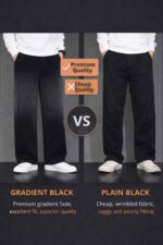 BRAXX Men’s Premium Gradient Black Wide-Leg Pants | Urban Streetwear Relaxed Fit Trousers - Image 2