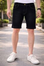 Brexx 'Nightfall' Premium Black Denim Shorts with Contrast Stitching - Image 4
