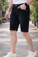 Brexx 'Nightfall' Premium Black Denim Shorts with Contrast Stitching - Image 5