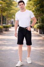 Brexx 'Nightfall' Premium Black Denim Shorts with Contrast Stitching - Image 6